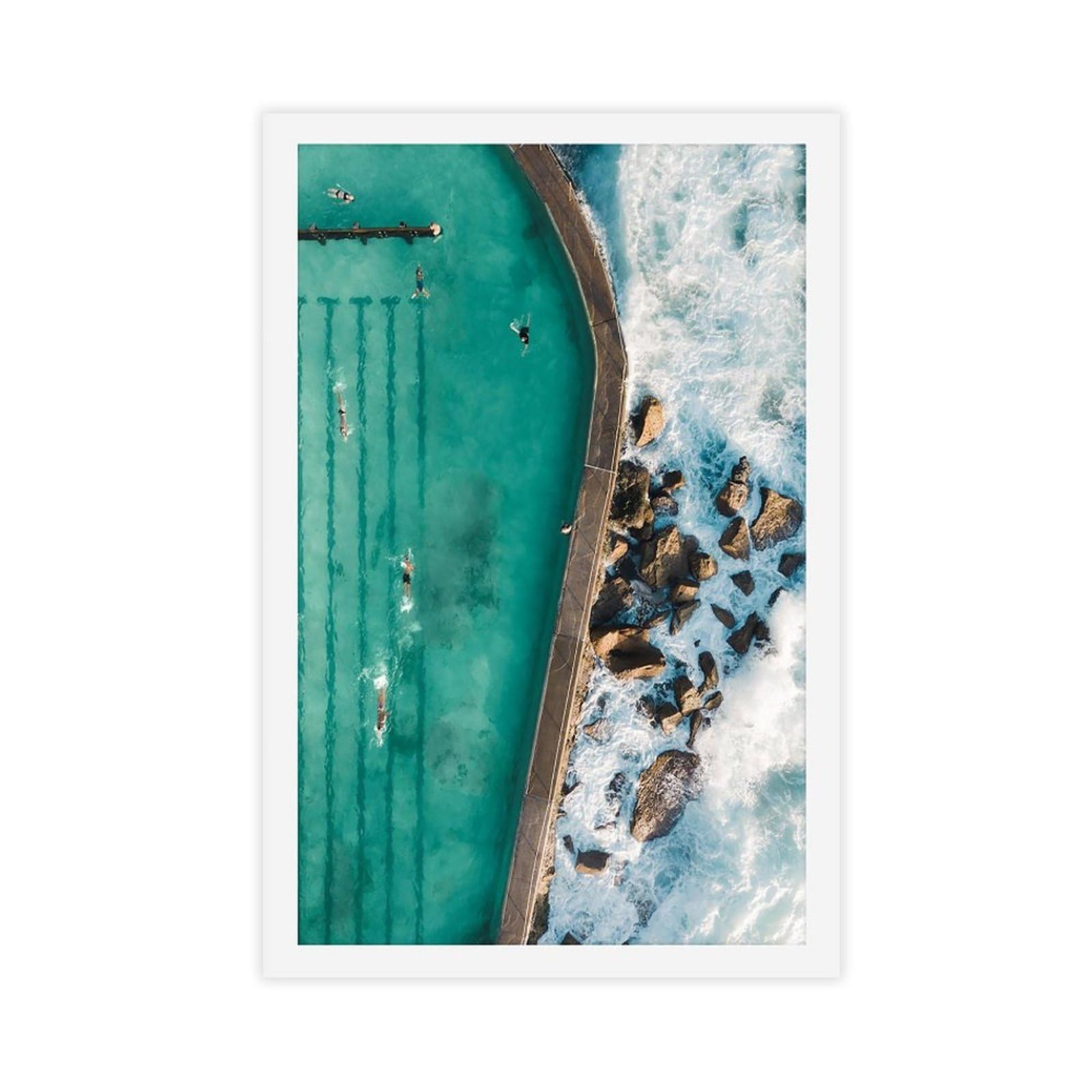Heyanm Bronte Beach Ocean Pool Art Print Sydney Australia Seascape Canvas Poster Bedroom Office Room Decor Gift Unframe 24X36inch