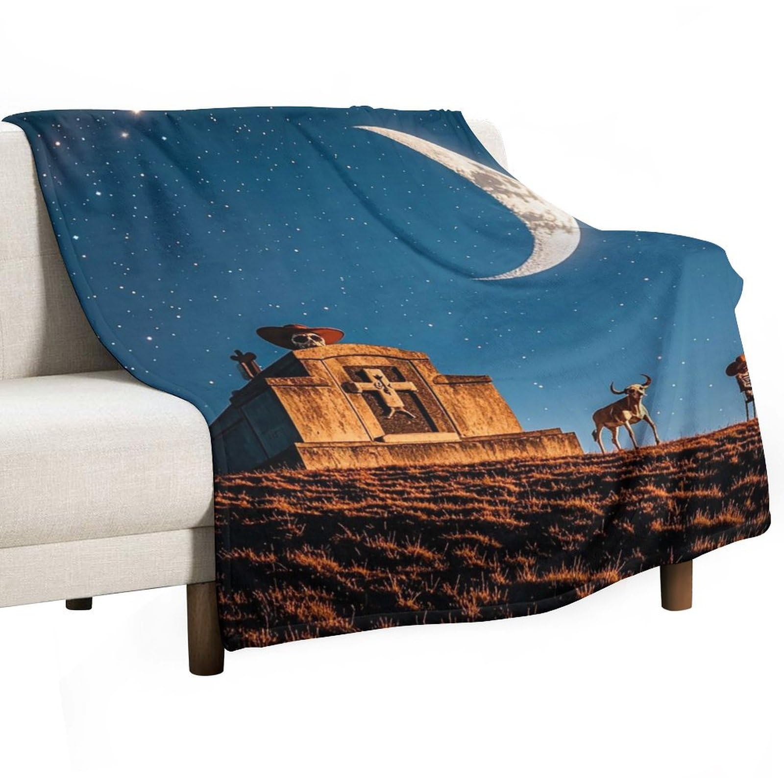 Couverture flanelle légère contre le froid nocturne : confort cimetière clair de lune