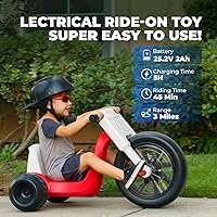 Vista 5 de MOSTA Triciclo eléctrico para niños, juguete de paseo de 24 V con control de velocidad parental, velocidad ajustable de 3 a 6 MPH, rueda delantera