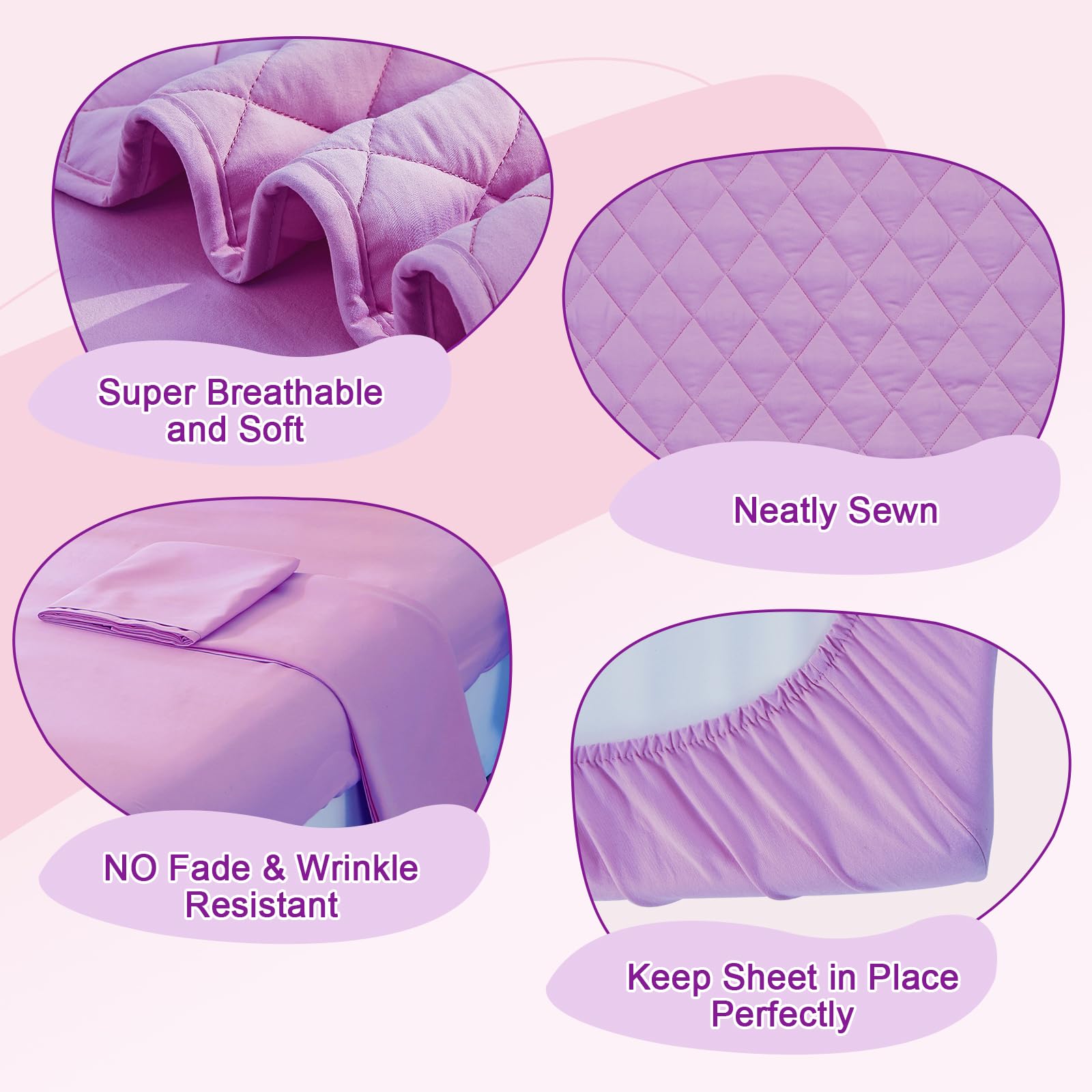 Juego de ropa de cama morado para niñas, juego de cama de 4 piezas para niñas, juego de edredón de color sólido con edredón ligero, sábana encimera, sábana bajera y funda de almohada