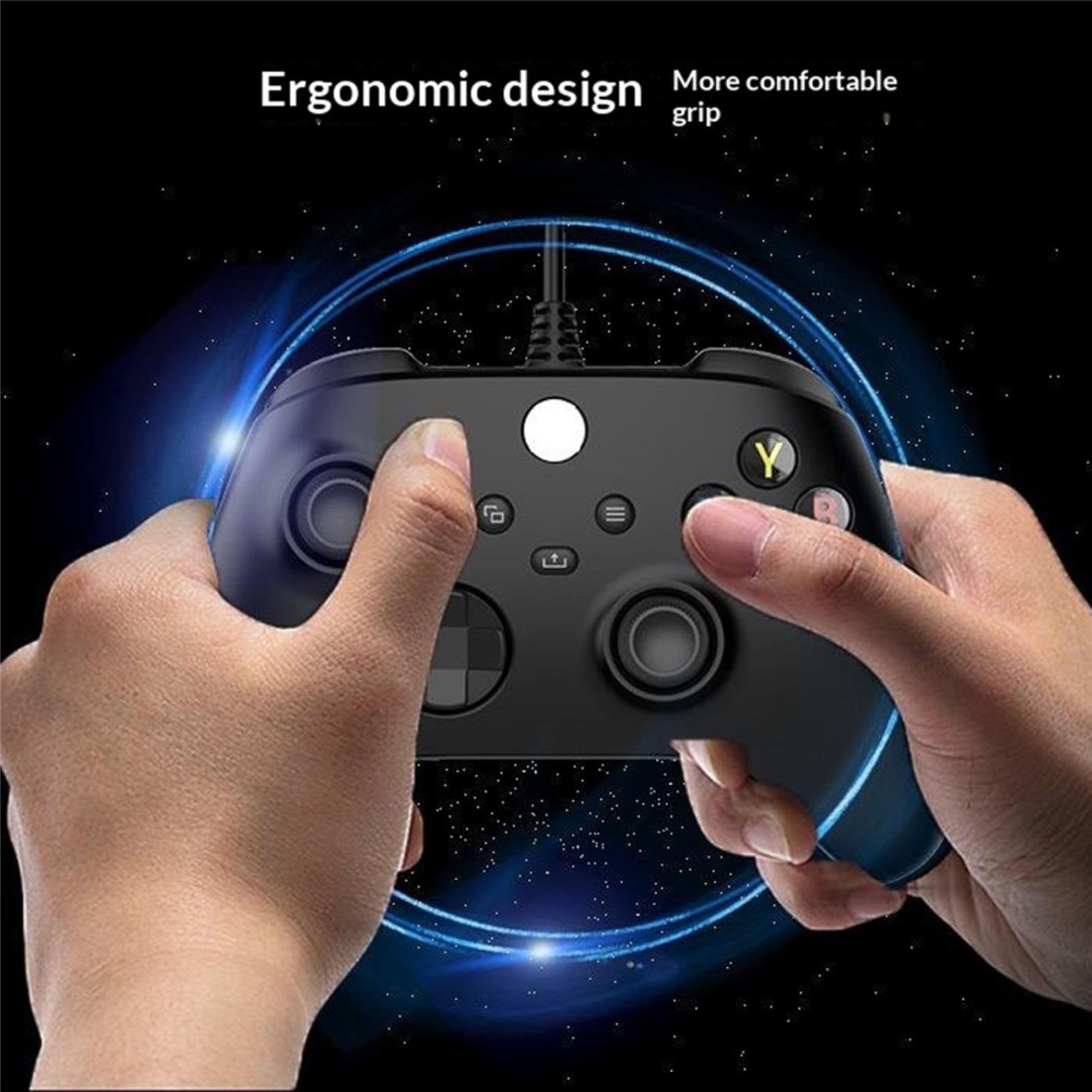 Wigento Kabelgebundener Controller für Xbox One, Xbox Series S/X und PC, USB Gaming Gamepad mit 3,5 mm Kopfhöreranschluss, Dual Vibration, 2,2 m Kabel