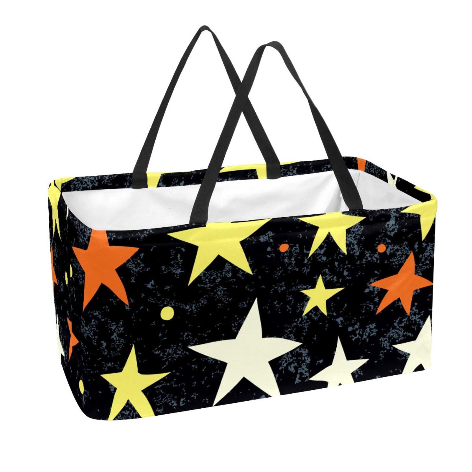 Sac de courses etoile jaune pliable grand format pour transporter vos achats lourds sans effort