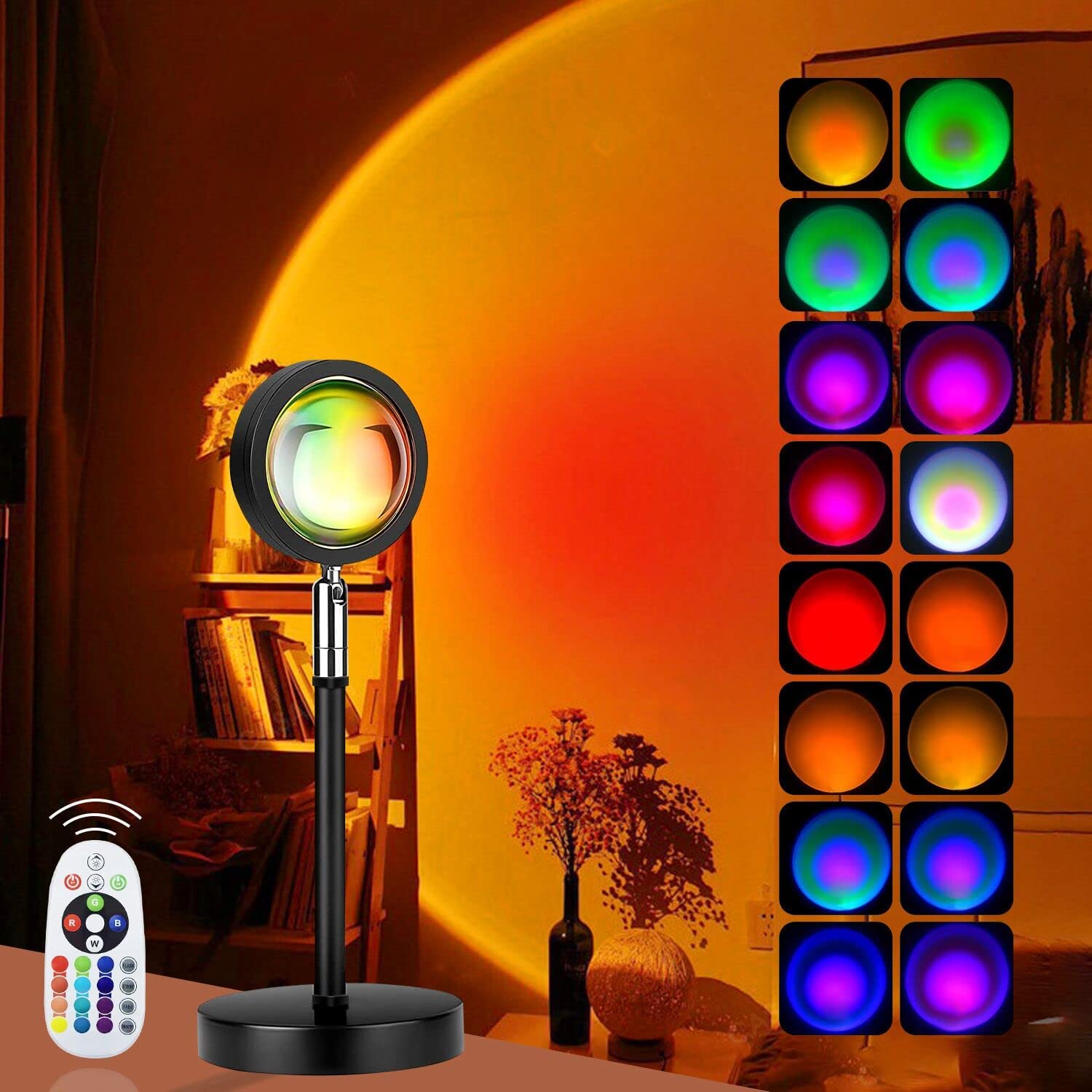 Sunset Lamp Projection, 16 Colors Changing Lamp Projector Rainbow Night Light Sunlight Lamp Room Decor 360 Degree Rotation for Decorations Photography/Party/Bedroom/Home Decor Sunset Lamps