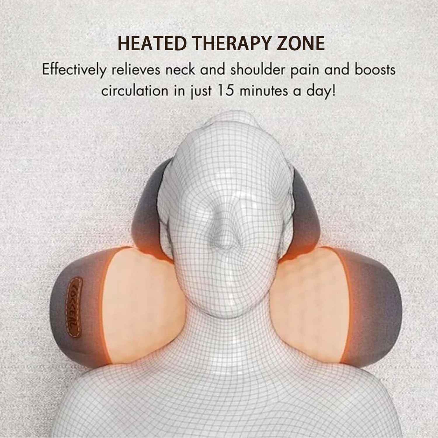 Cervicalm Spinea, Masseur Cervical 3 en 1 avec Chauffage, Vibration, Design Ergonomique - Intensité réglable pour Soulagement Efficace Douleurs Musculaires Profondes (Gris)