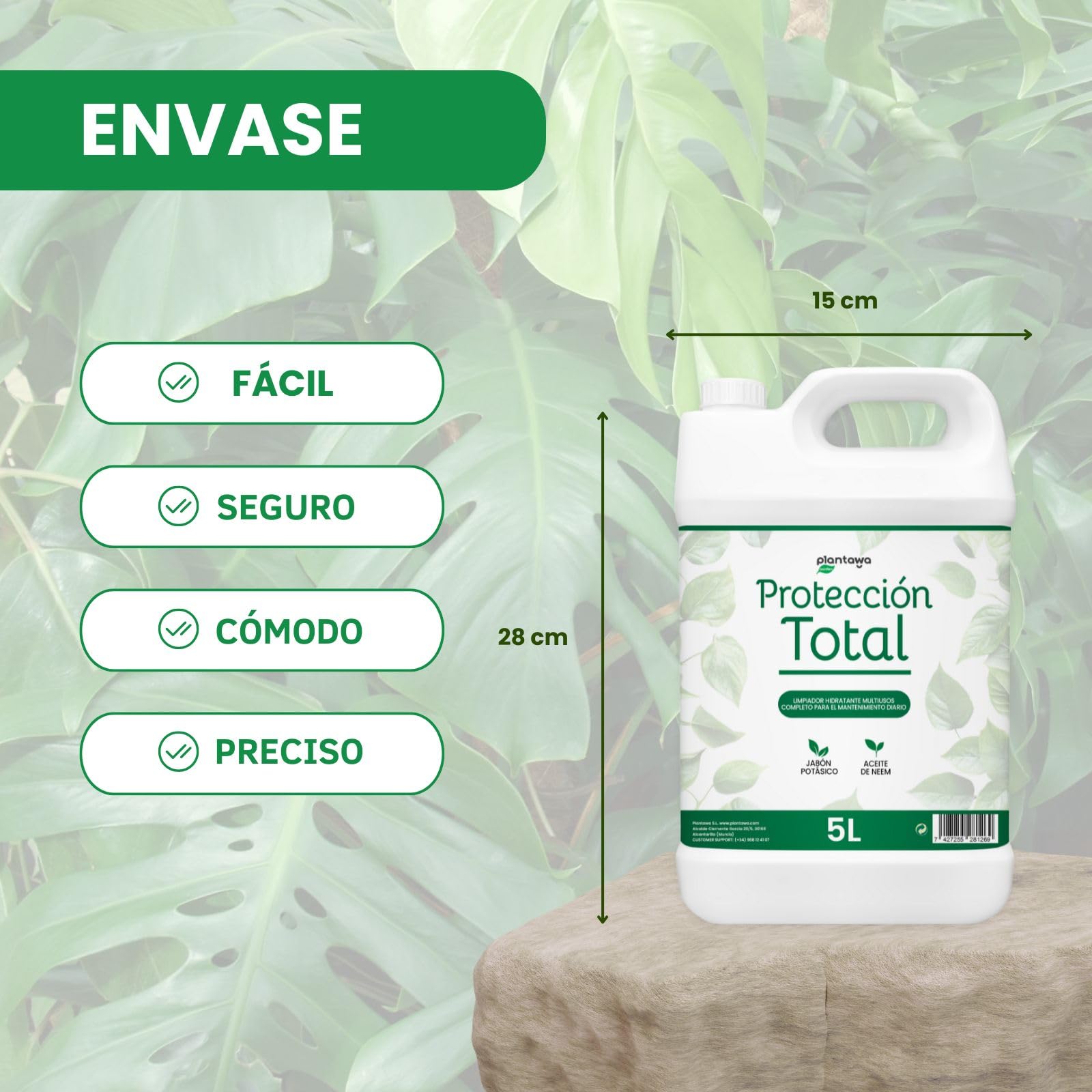 PLANTAWA Protección Total 5L | jabon potasico con aceite de neem | Solución Integral | Aplicación Sencilla y Versátil | Máxima Eficacia | Uso en Interiores y Exteriores