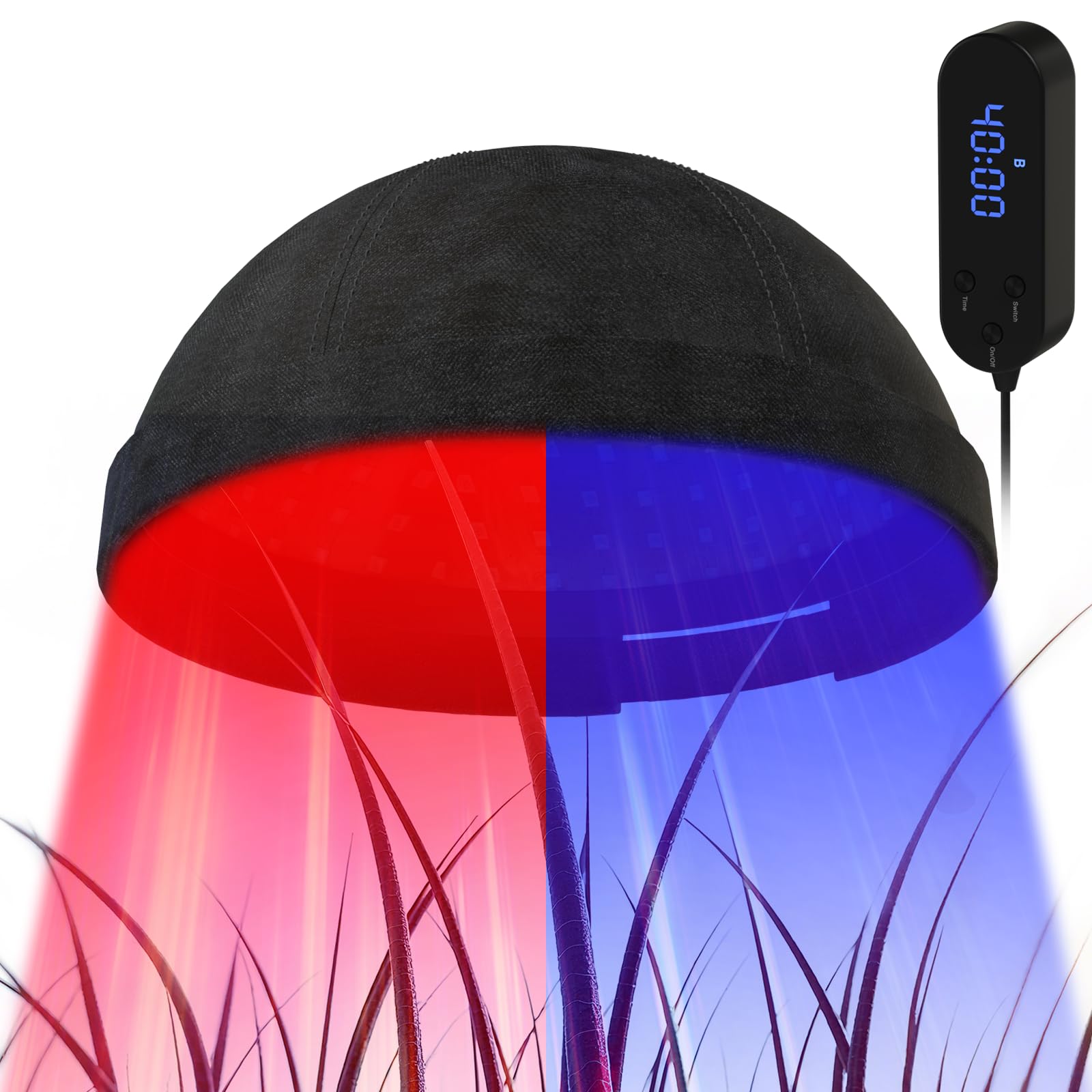iKeener Casco Láser para Anticaída Cabello, 236 Diodos Luz Roja & Luz Azul Gorra Láser para el Crecimiento del Cabello Mujer y Hombre, 5-60 Min Ajustable