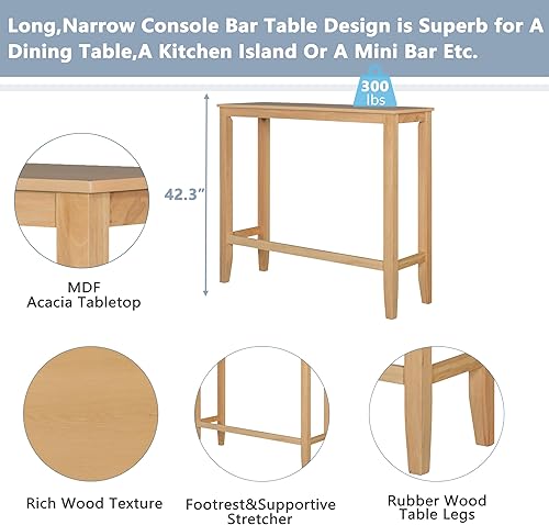 Miniatura 48 de Farmhouse - Juego de comedor de cocina de madera de 3 piezas con altura de mostrador, juego de desayuno de cocina para bar en casa, mesa de bar de