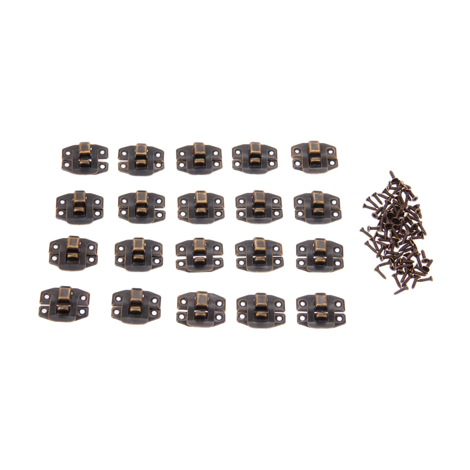 dophee 20-Pack Antique Bronze Decorative Hasp, Mini Jewelry Wooden Case Box Chest Hasp Latch Lock with Screws, Size 0.94"x0.75"