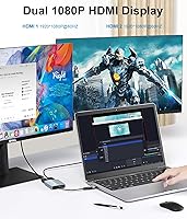 Vista 3 de Adaptador USB 3.0 o USB C a HDMI para monitores duales, doble 1080p a 60Hz Universal Video Graphics USB a HDMI Splitter Extender compatible con Mac