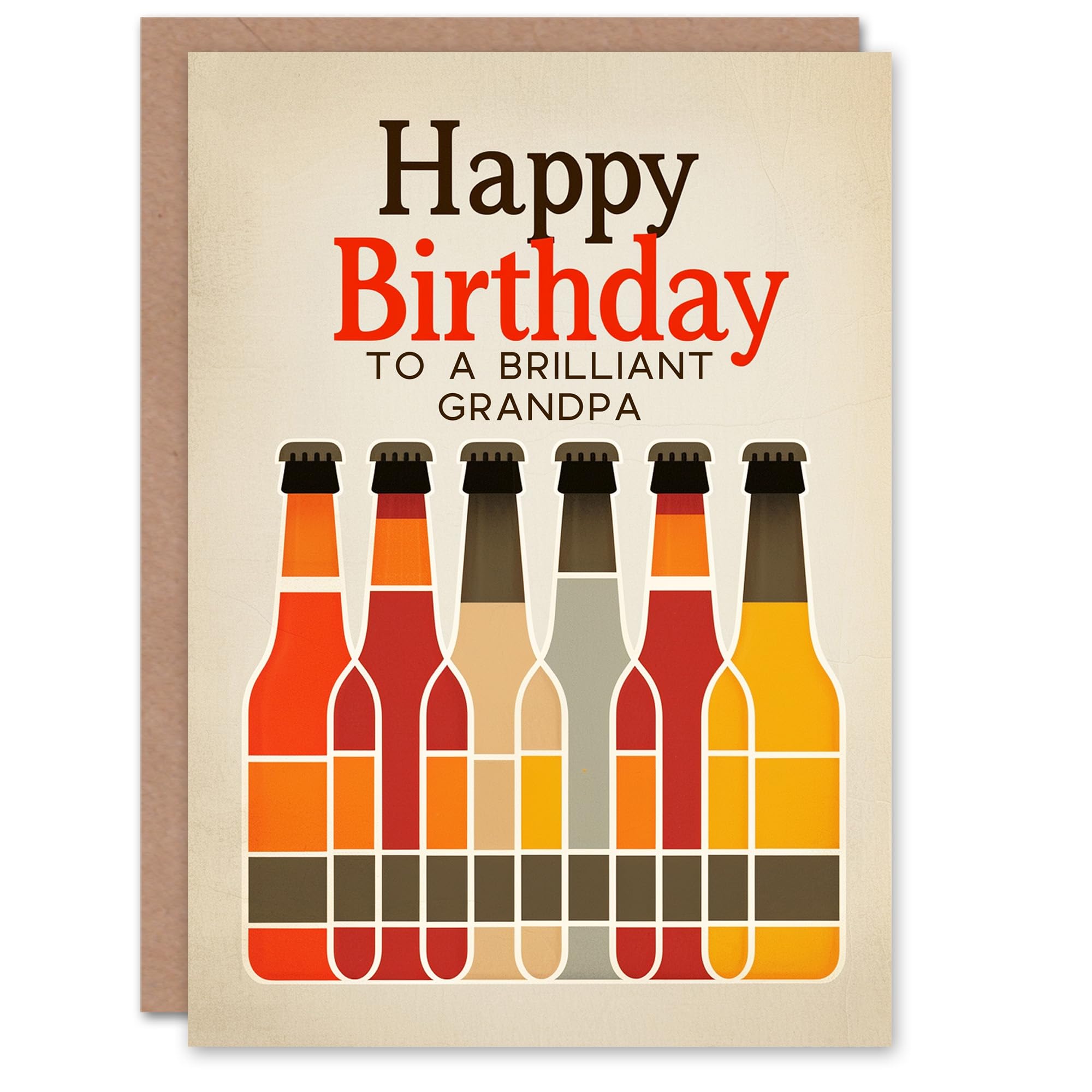 Artery8 Happy Birthday Card to a Brilliant Grandpa Craft Beer Lover Row of Bottles