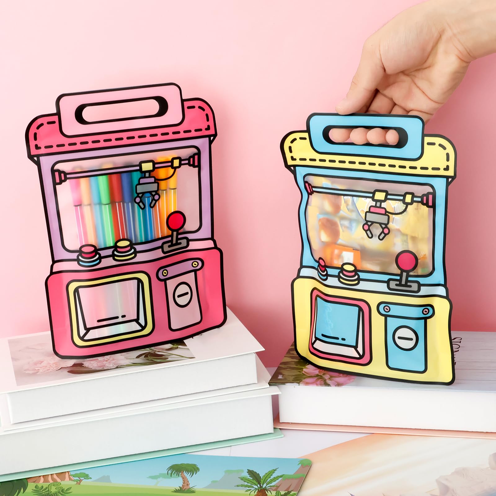 50Pcs Gift Bags with Handles Kids Party Bags Goodie Bag Plastic Candy Cookie Storage Packaging Seal Party Favor Bag for Candy Snacks Birthdays,Weddings, Sweets, Christmas, Baby Showers(18x24.5x6 CM) - Image 3