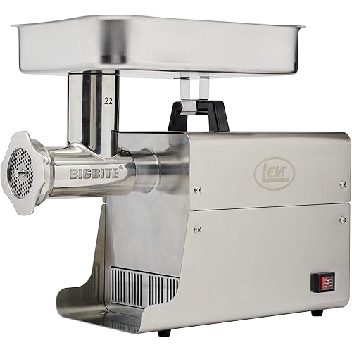 LEM Products BigBite Dual Grind #22 1.0 HP Stainless Steel Electric Meat Grinder Machine, Ideal for Heavy Use
