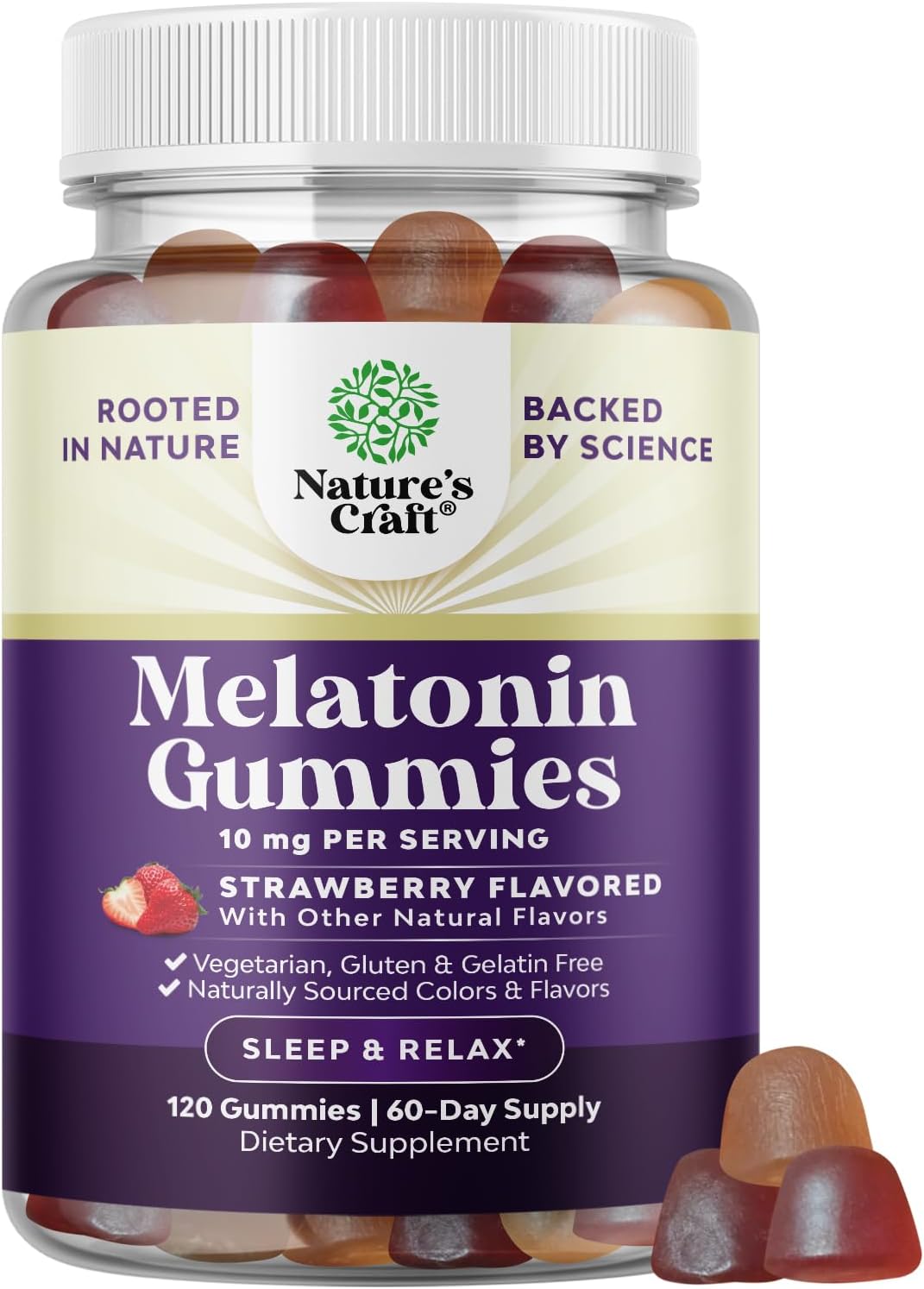 Melatonin Gummies 10mg per Serving - Fast Acting Tasty Sleep Gummies for Adults Extra Strength Melatonin 10mg for Adults Enhanced Sleep Quality & Duration - Non GMO - 120 Count