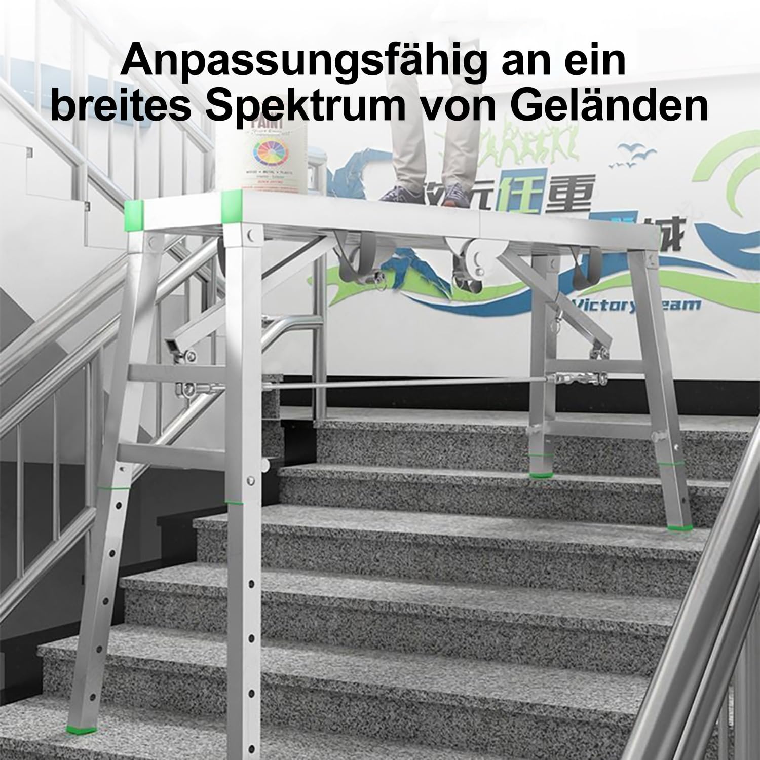 Verstellbare klappbare Arbeitsplattform, tragbares Gerüst, höhenverstellbares verzinktes Gerüst für Deckenreinigung, Malerarbeiten, maximale Belastung 360kg,180x37cm