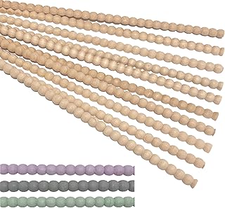 12Pcs Unfinished Beaded Wood Trim Molding, 15.75 Inch Decorative Half Round Beaded Sticks for Paint DIY, Home Decor, Furniture, Cabinet, Wall, Door, Mirror, Shelf, Craft, Dresser (14 mm)