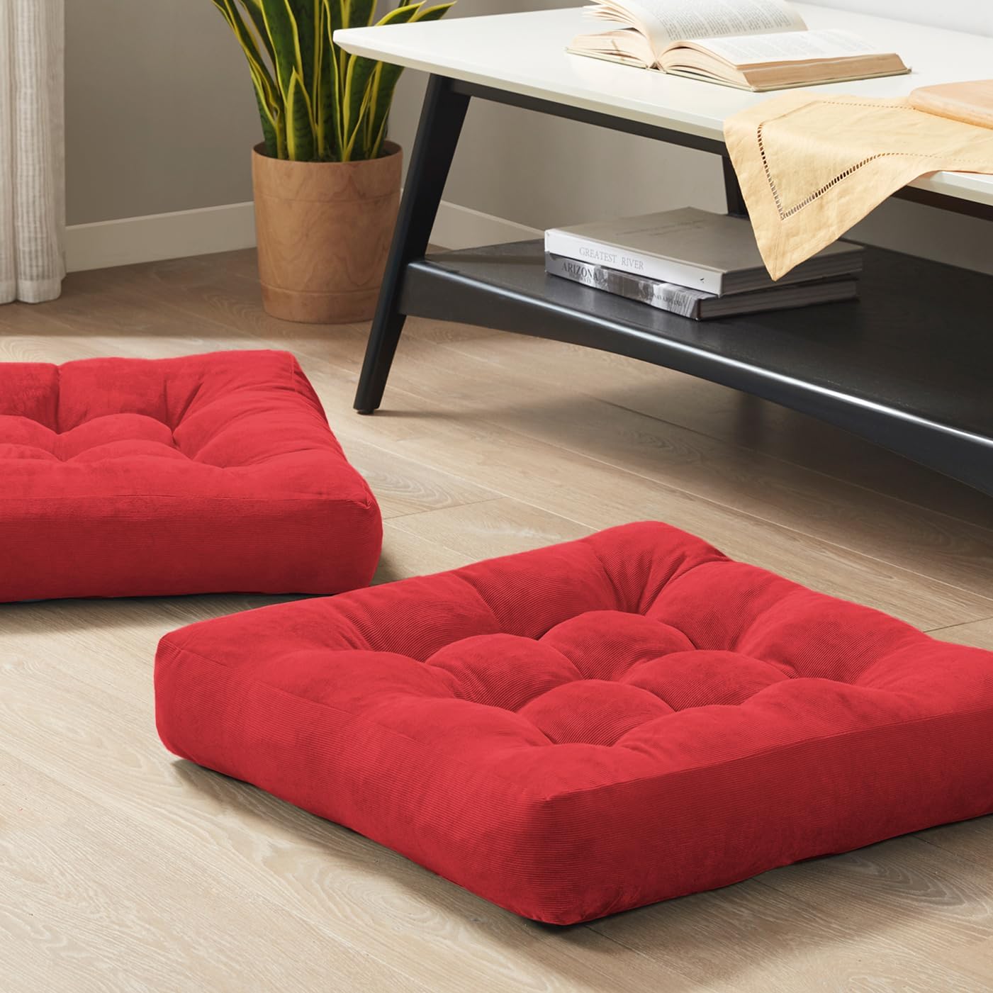 Degrees of Comfort Memory Foam Meditation Floor Pillow Set of 2, Square Large