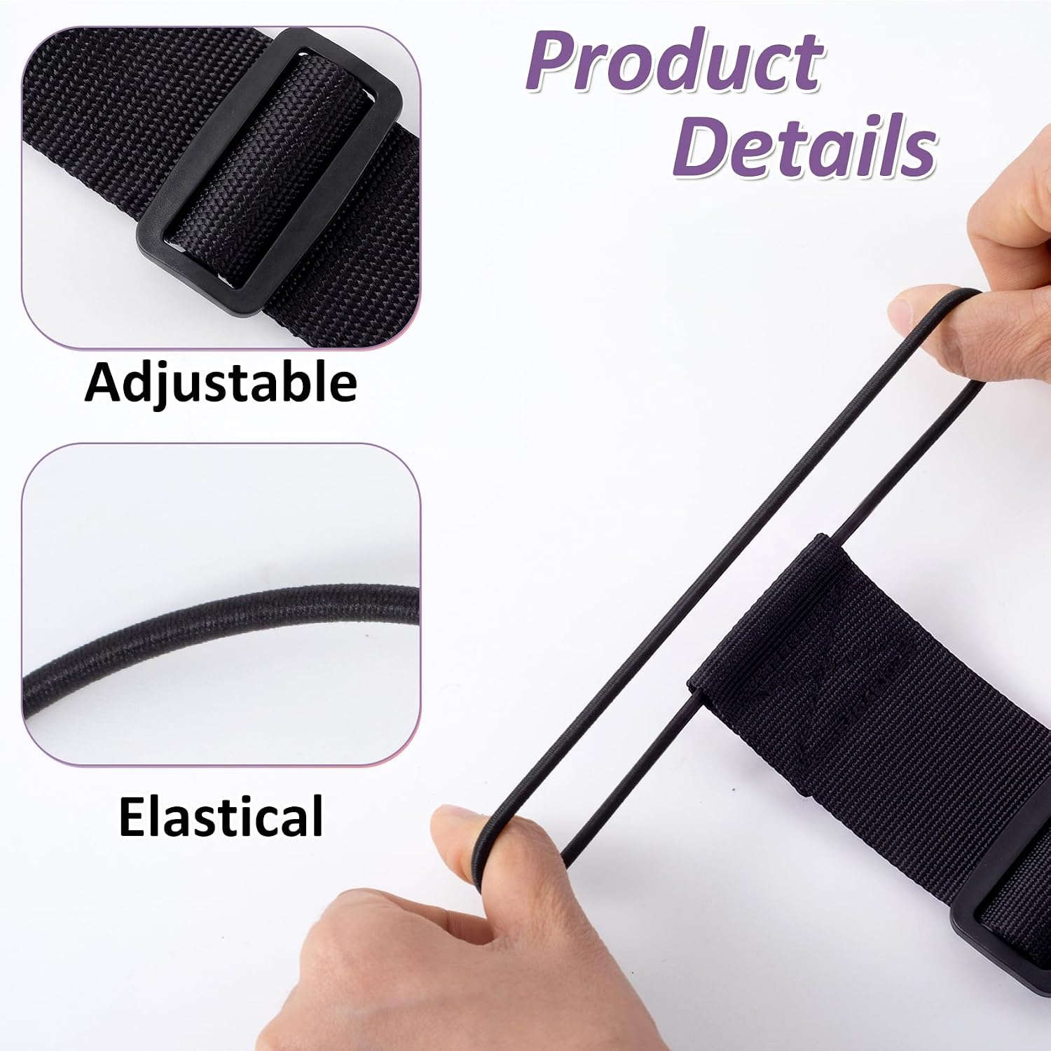 6 Pcs Black Luggage Connector Straps, Adjustable Straps for Suitcases | Multi-Use Strong Bungee Elastic Belt, Suitcase Strap, Travel Accessories for Adding Carry On Bags, Black, Rainbow