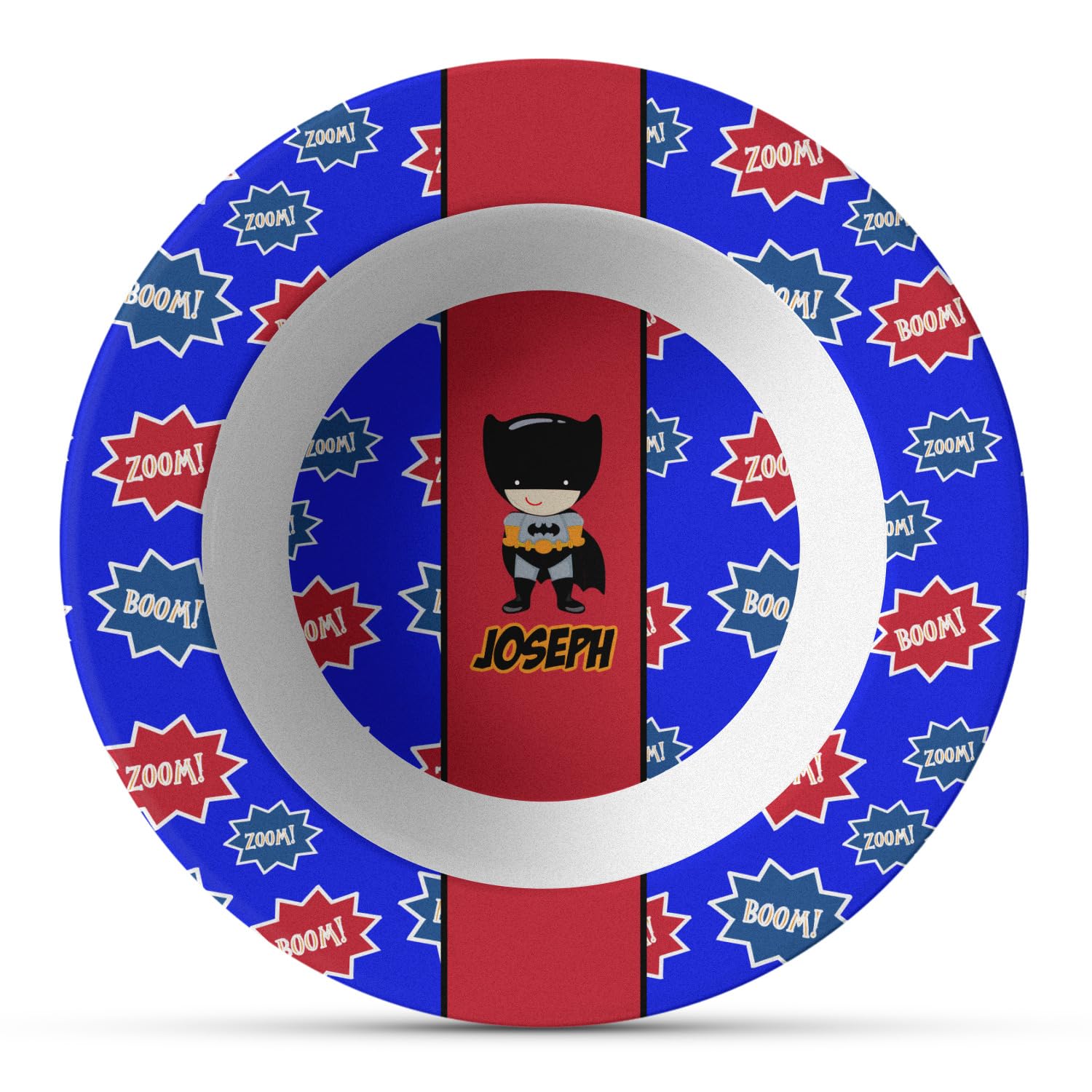 Personalized Superhero Plastic Bowl - Microwave Safe - Composite Polymer