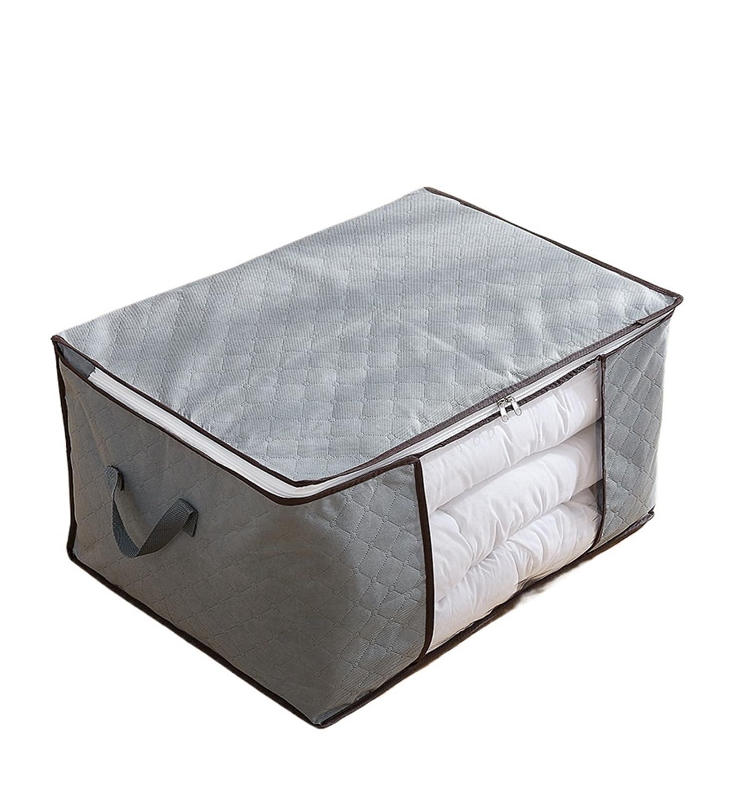 RRYPBOVG Foldable Blanket Storage Bags 3PCS Clothes Storage Bins Foldable Closet Organizer Storage Containers With Handles Thick Fabric For Clothing Blanket(Grey60x40x35cm)