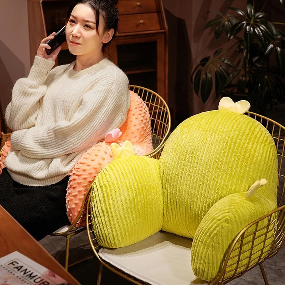 Reading Pillow for Bed Sitting Up - Backrest Pillow with Arms for Adults, Cute Cactus Back Support Pillow for Bed/Couch/Chair, Large Lumbar Pillow,Soft Bedside Companion (Dark Green,Large)