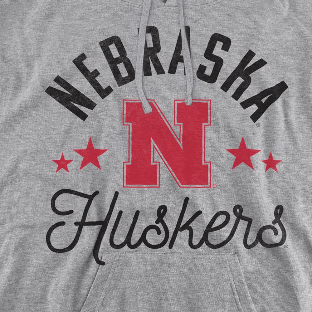 Nebraska Cornhuskers Official Huskers Unisex Adult Pull-Over Hoodie,Athletic Heather, Small