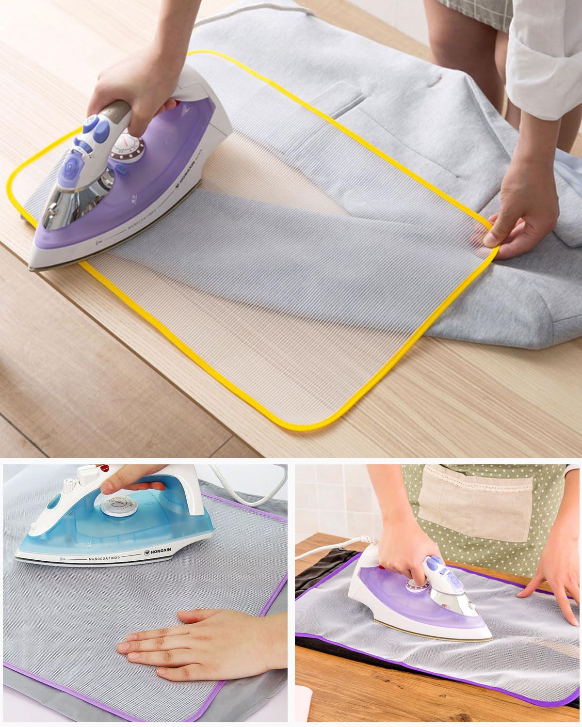 4 Piezas Alfombra de Malla para Planchar,Protege Tejidos Sensibles,Tela de Malla para Planchar,Manta de Tela para Planchar Resistente al Calor hasta 200°C,Apta para Plancha de Vapor 40 * 60cm