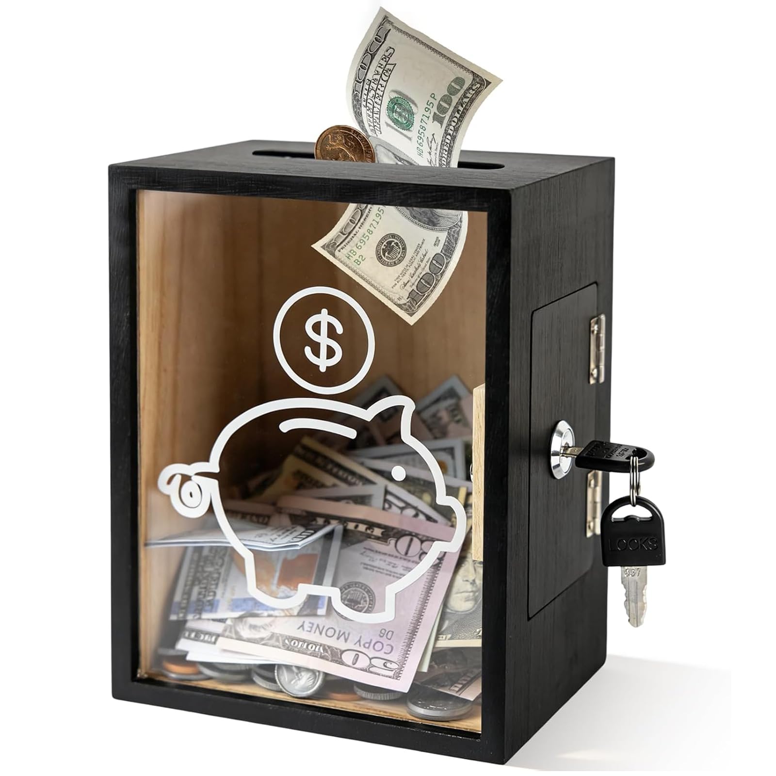 Piggy Bank for Adults, Secure Money Saving Box with Lock, Transparent Design for Easy Tracking, Ideal for Personal Finance Management, Compact Dimensions 20x12x15 cm
