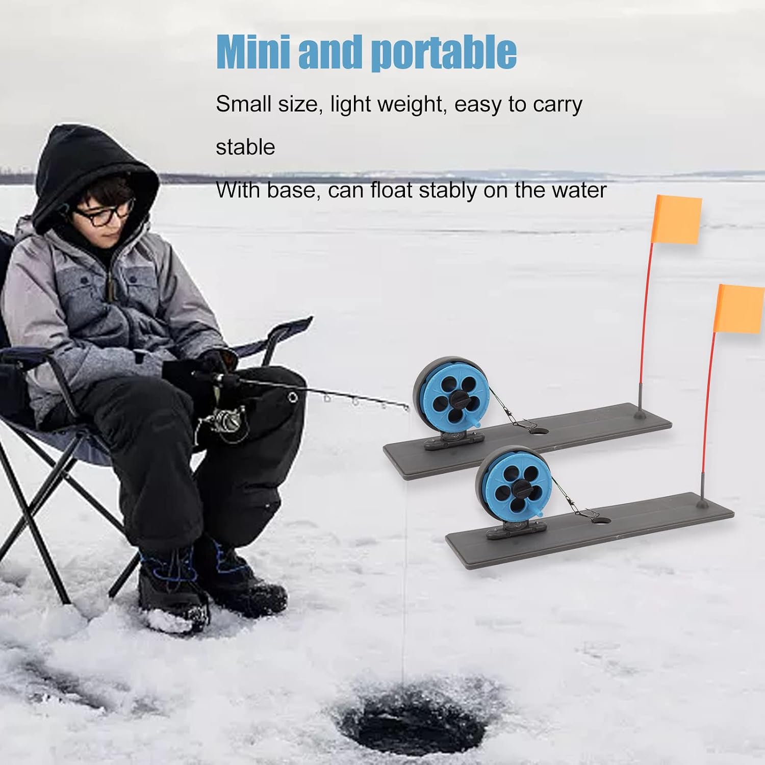 Ice Fishing Flag Marker Rod, Portable Lightweight Floating, Ice Fishing Gear for Anglers Winter Sports Enthusiasts in Frozen Lakes Rivers and Ponds