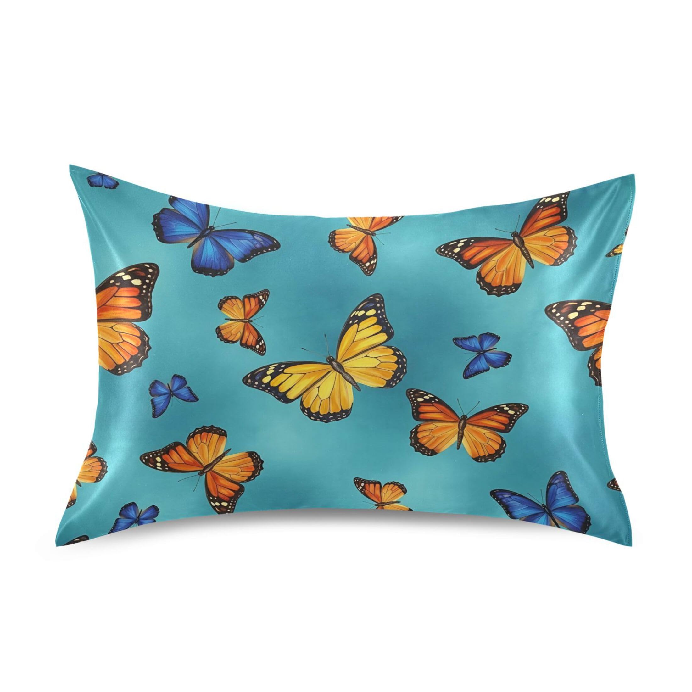 Fuauuyl Pillowcase King Size 20x40 in, Butterfly Soft Breathable Satin Pillow Case for Hair and Skin with Envelope Closure Wrinkle-Free