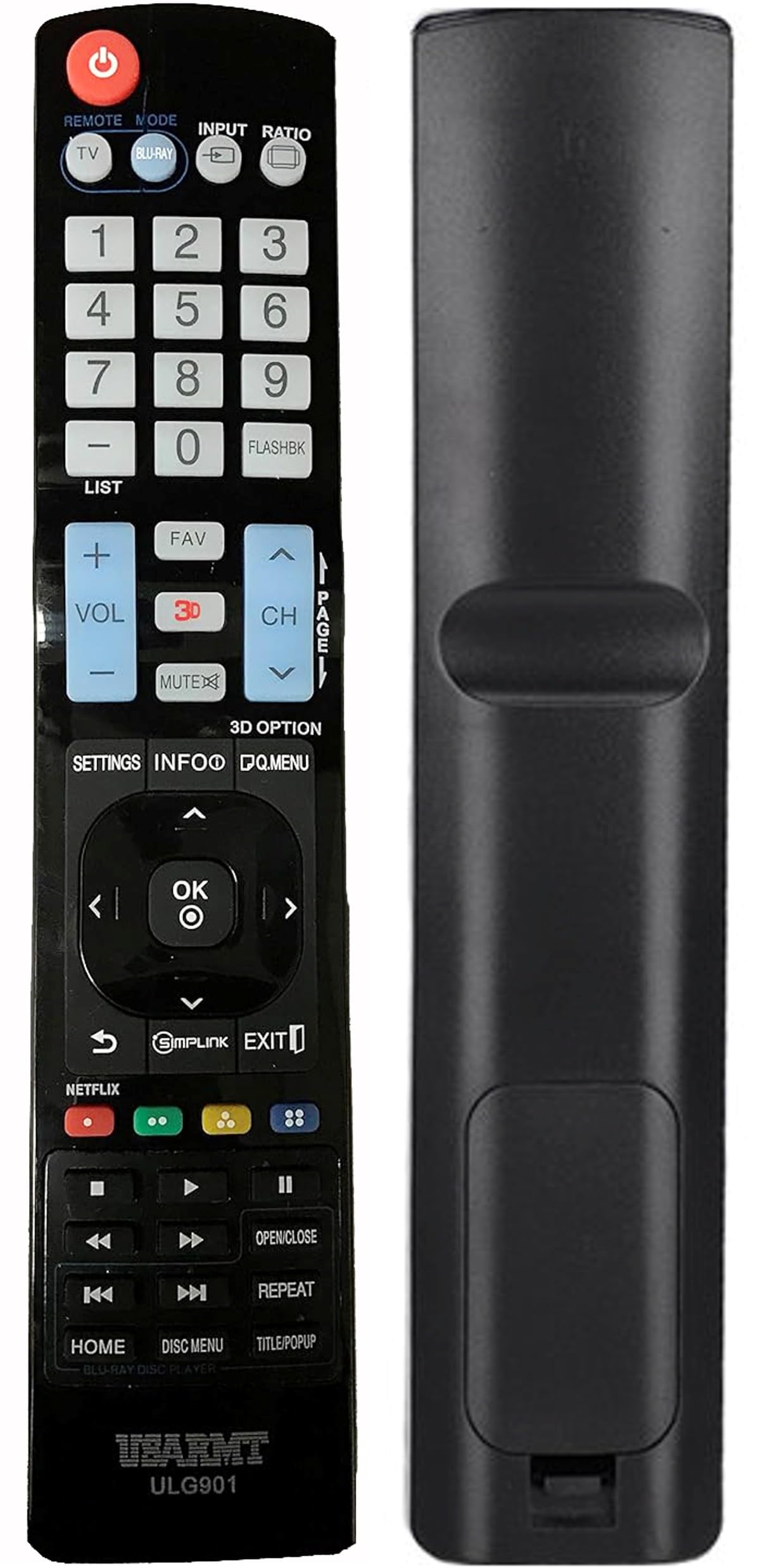 New Replaced LG Universal TV & DVD Blu-ray Player Remote Control for Almost All LG Plasma LCD LED 3D TV & DVD Blu-ray Player