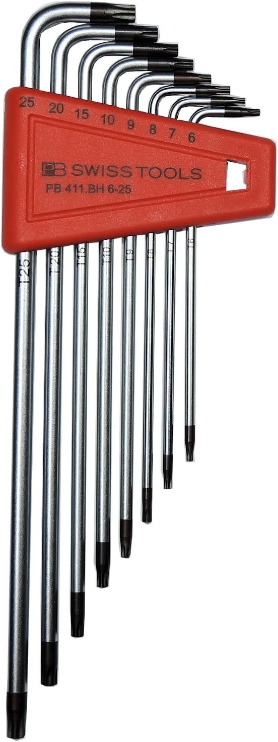 PB Swiss Tools Offset screwdriver Set for Tamperproof Torx screws, Sizes T6-T25 long type