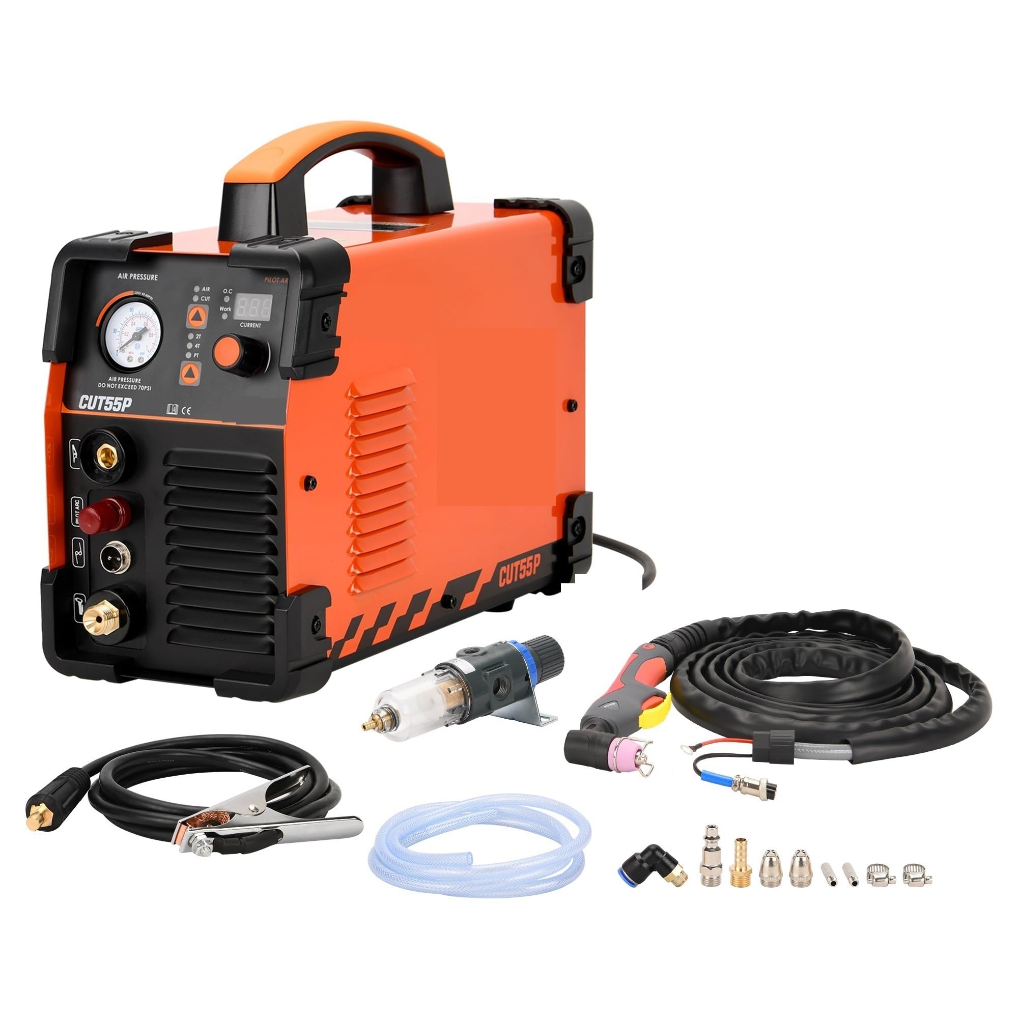Ulsfvgaxrtk One Color Plasma Cutter, Cut55p Plasma Cutter, Non-Touch Arc 50Amp Igbt Inverter Metal Cutting Machine, Max Thickness 16Mm