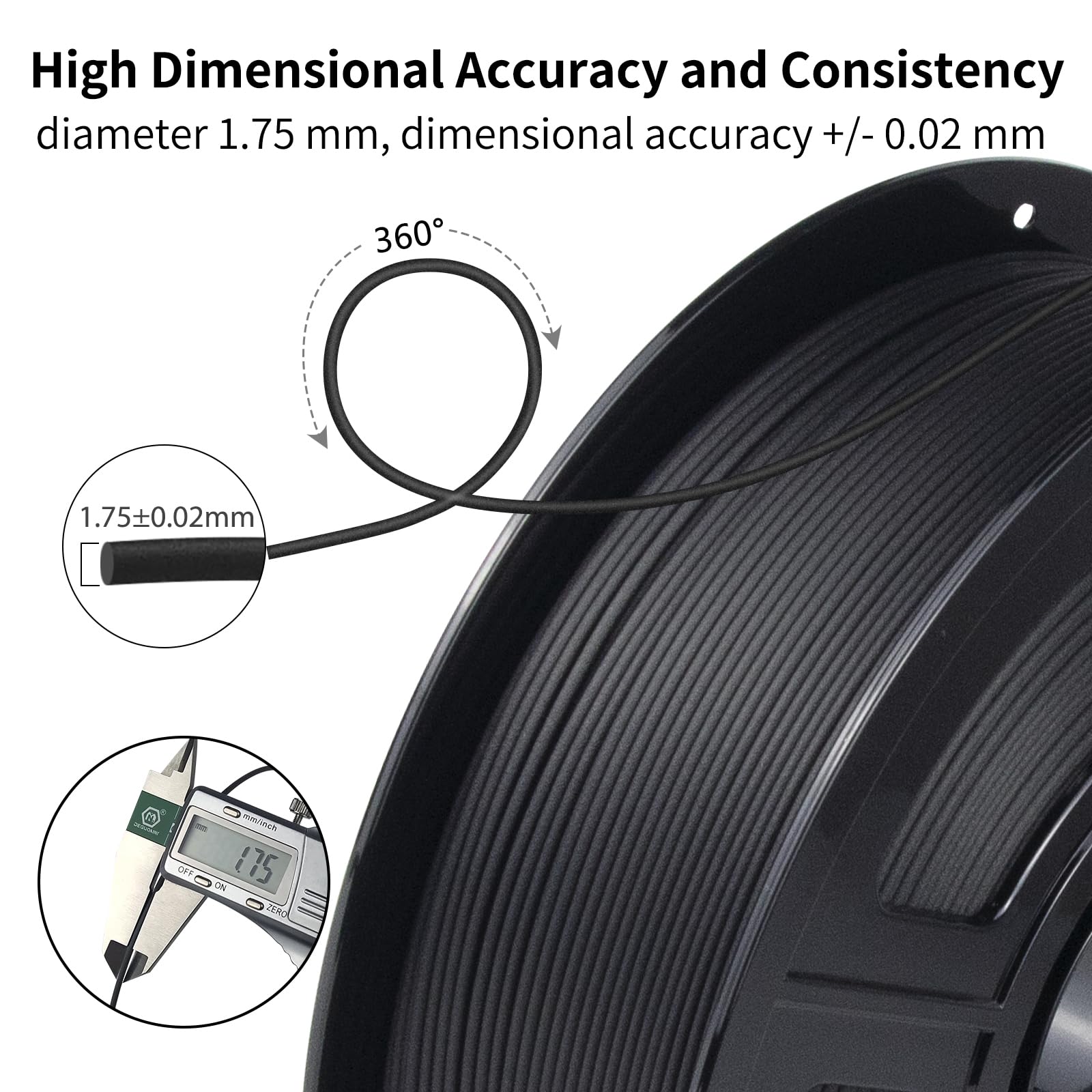 IEMAI Carbon Fiber ASA Filament 1KG, Schwarz ASA CF 3D Drucker Filament Mit 20% Carbon Fibre, Hochfest Wetterbeständig, Maßgenauigkeit +/- 0,02 mm