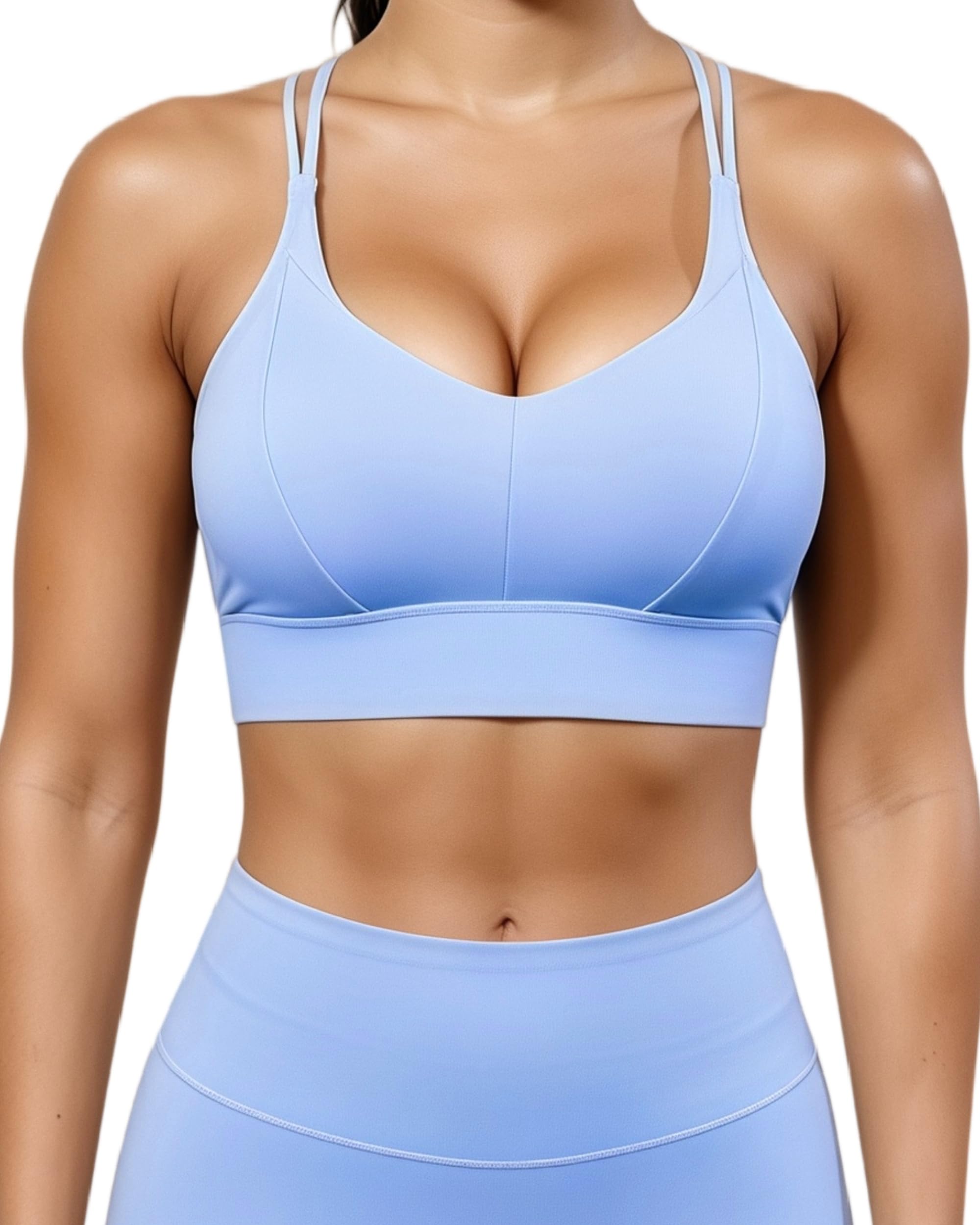 Grace Form Sports Bra for Women Strappy Medium Support Push Up Padded Sports Bra for Running Workout Bra Yoga Bra