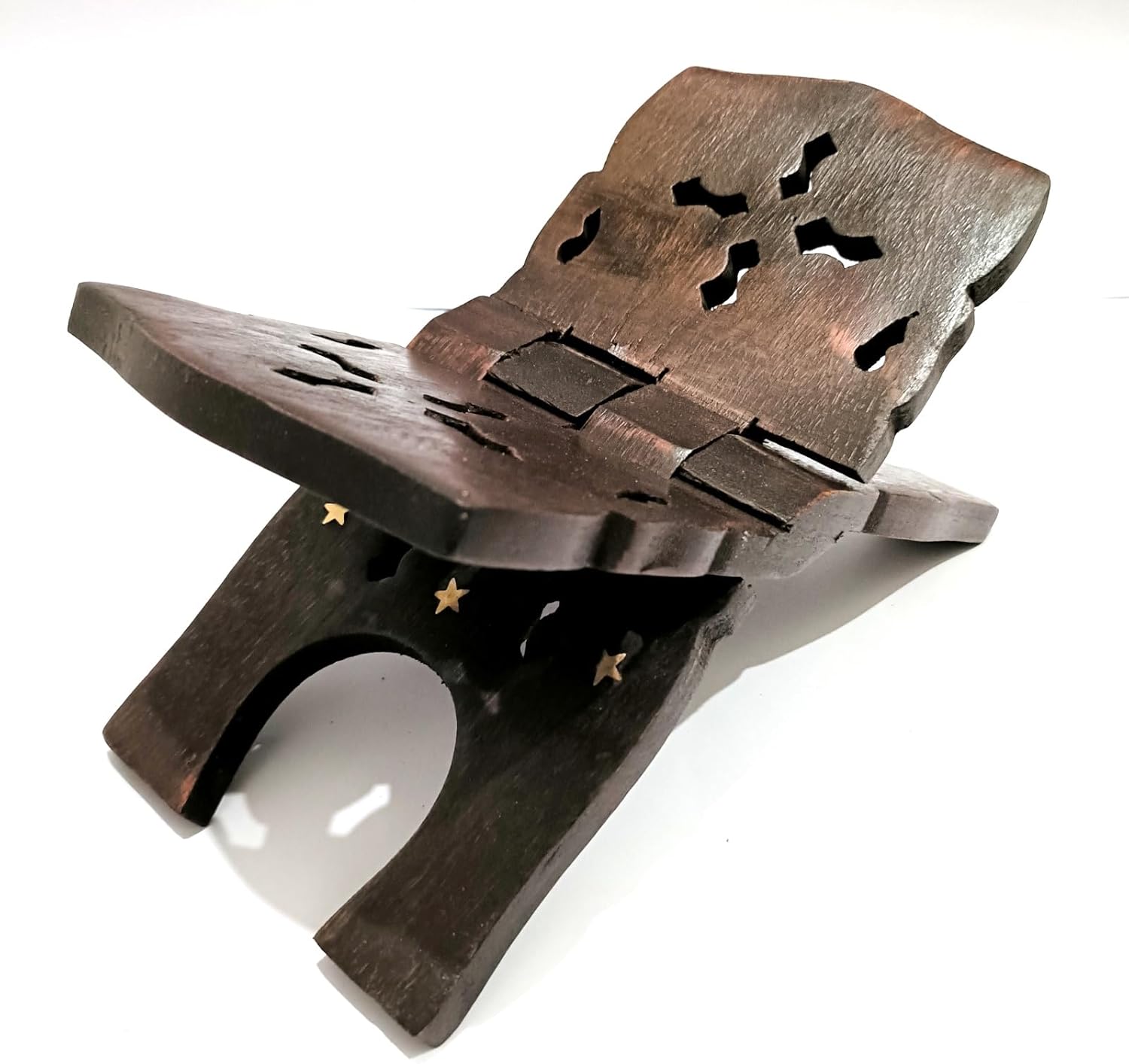 Rustic Wooden Book Stand, Decorative Display Holder, Dark Brown