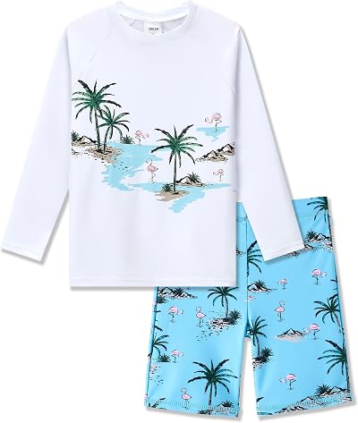 UMELOK Toddler and Little Boys' Swim Rash Guard Swimming Trunks Bathing Suit Form-Fitting