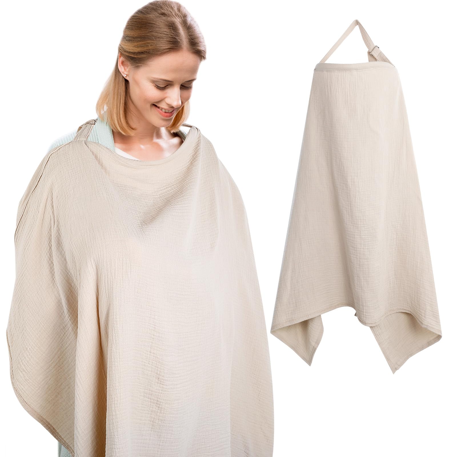 Cozary Nursing Cover, 76 x 110 cm, Soft Breathable Nursing Scarf, Cotton