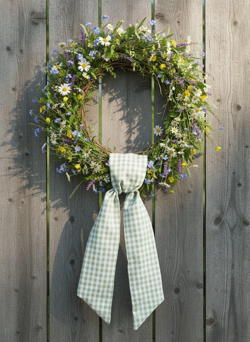 Wreath Sash for Front Door Decorations, 2 Pack Green White Checkered Plaid Bow Ribbon Bundle for Christmas Spring St Patricks Day Wedding Farmhouse Home Decor Accessories (5.12" x 54.33")