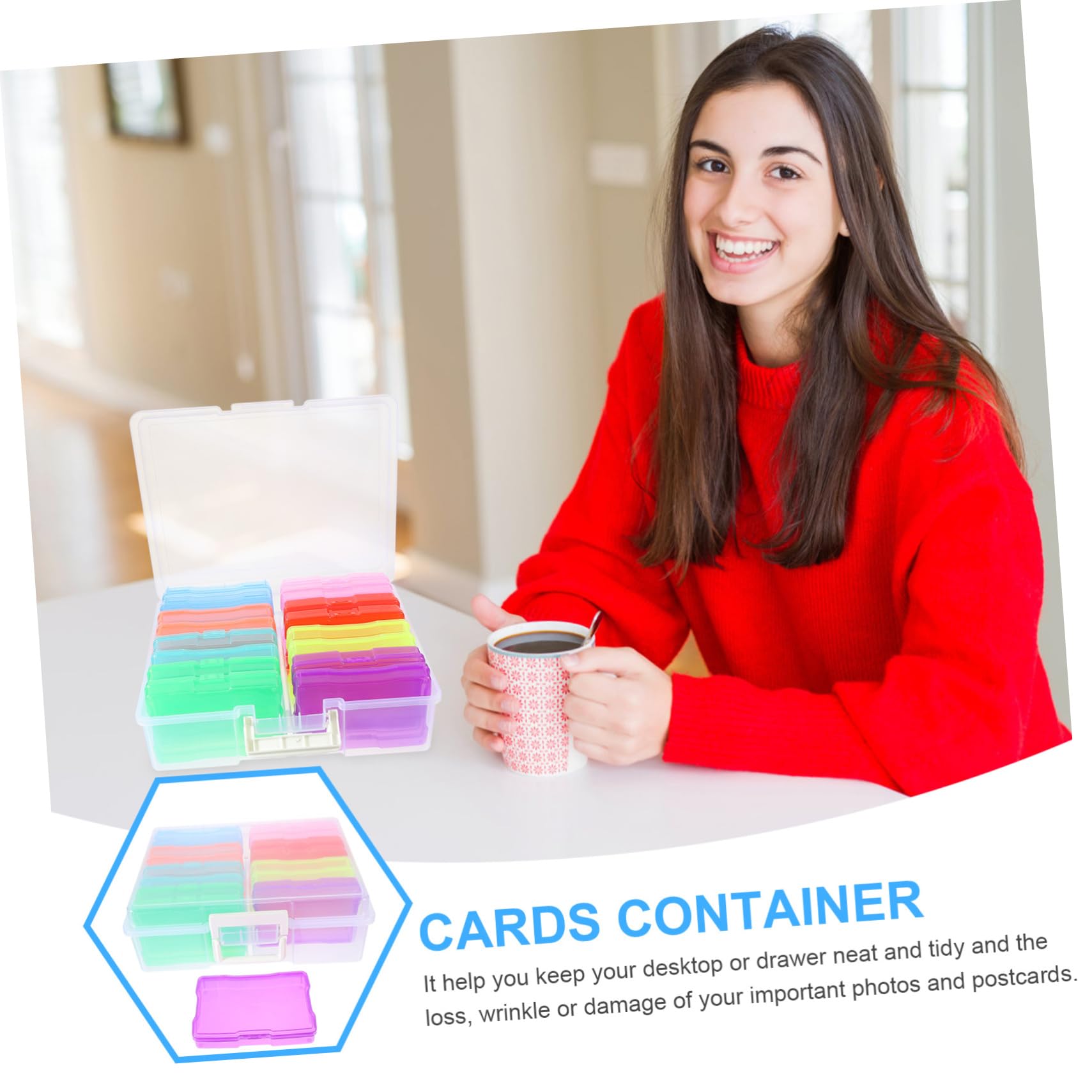 Boîtes de Rangement pour Photos 4x6 en Pp, Grosse Capacité, Couvercle