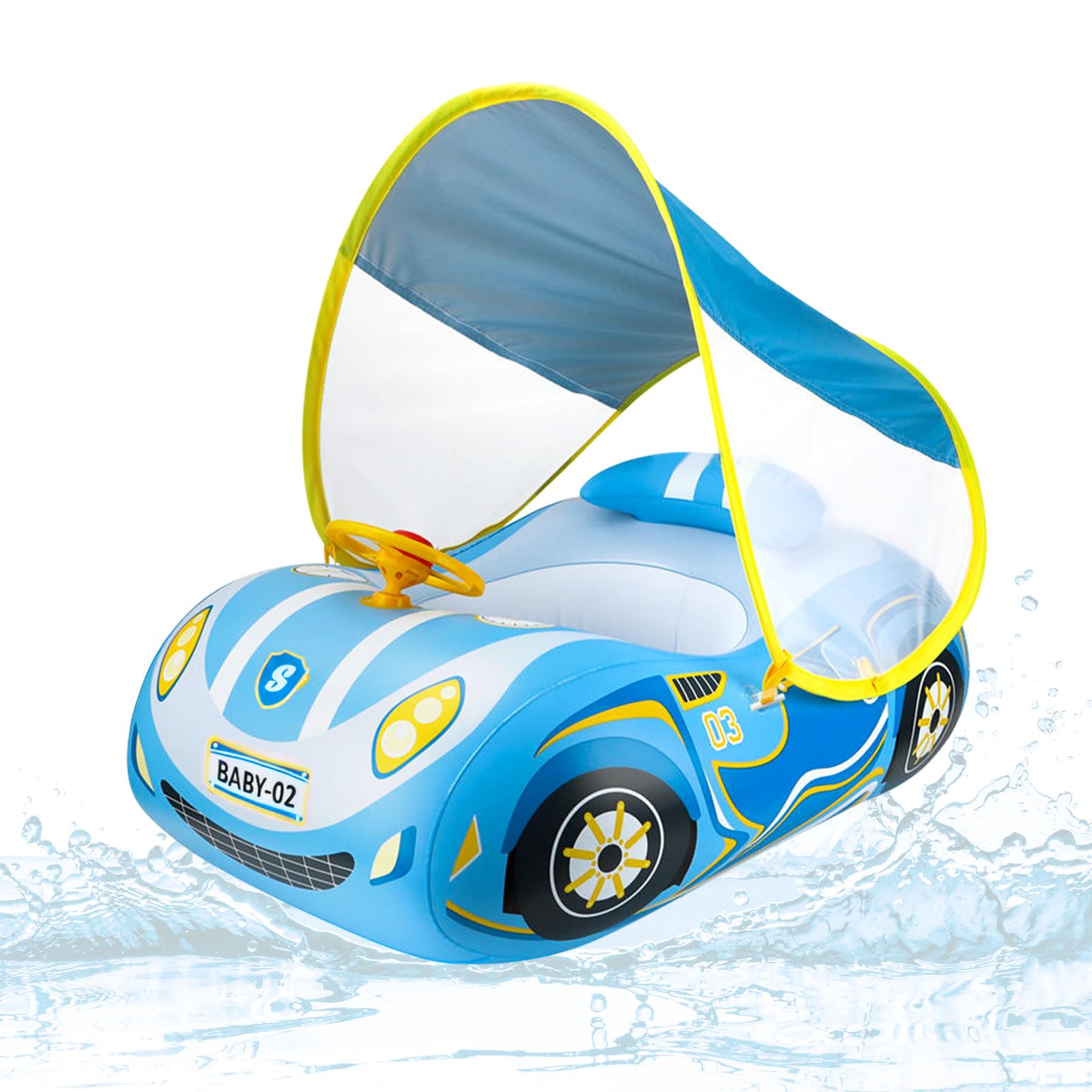 XIMEI Flotador Bebé con Parasol, Baby Float Hinchable para Bebés, Anillo de Natación para Bebé, Flotador Piscina Protección UV, Juguetes Bebe de Piscina 1 a 5 Años