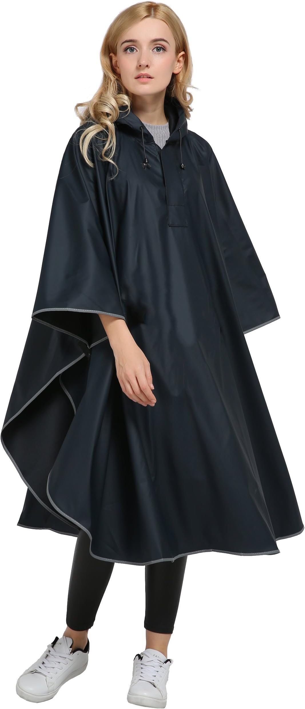 Motorcycle Rain Coat Maiyu Rain Poncho Winter Rain Jacket Rain Gear Adults Packable Light-Weight Raincoat Hooded Trench for Women and Men Black