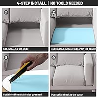 Vista 4 de Soporte de cojín de sofá para asiento caído, 20 x 20 pulgadas, espuma curvada de alta densidad, soporte de sofá para debajo de los cojines, juego