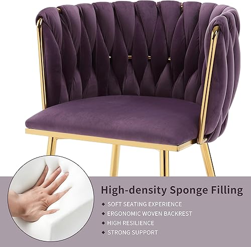 Miniatura 116 de Juego de 2 sillas de comedor de terciopelo, sillas tapizadas tejidas para sala de estar, sillas modernas de cocina y comedor, sillas decorativas de