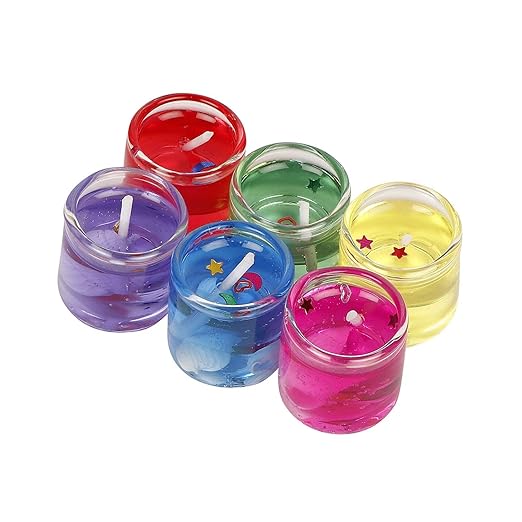 BOTIST Small Glass Jelly Gel Candles Decor Gel Wax Smokeless Decorated Mini Candles for Home Decor Diwali Decoration Jelly-Gel smokeless (6)