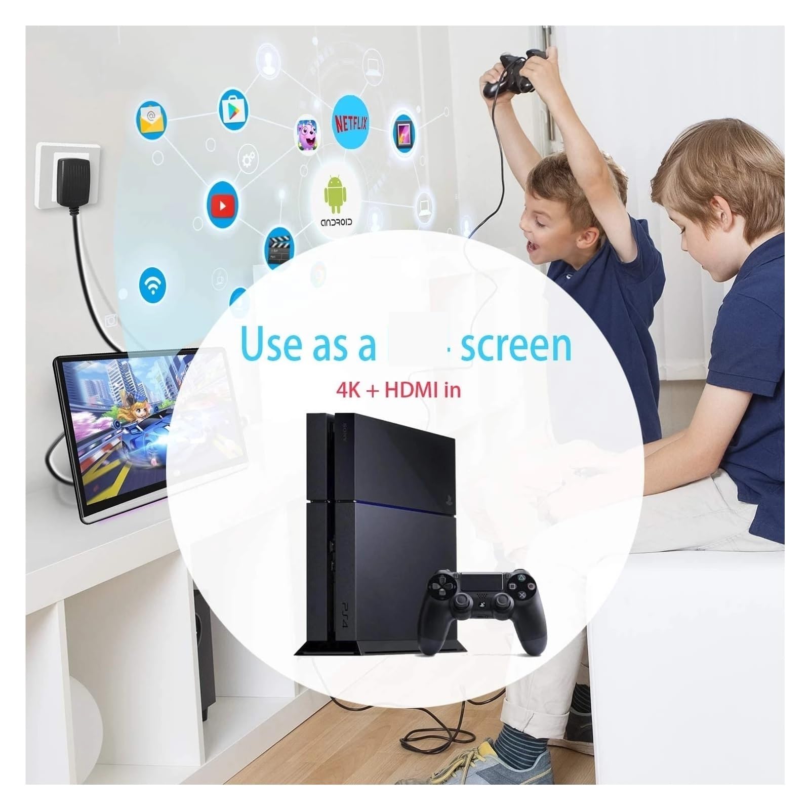 Odtwarzacz zagłówka samochodu 13,3 Cala Aktualizacja 4K Uniwersalny Wielofunkcyjny Monitor Samochodowy Zagłówek Telewizora Tablet 1080P Zestaw Słuchawkowy Bluetooth/USB/SD/HDM(2PC Monitor)