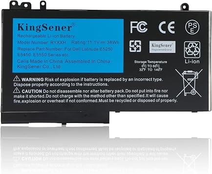 RYXXH Laptop Battery Replacement for DELL Latitude 11 3150 3160 E5250 E5450 E5550 09P4D2 9P4D2 05TFCY 0YD8XC 11.1V 38Wh Li-ion