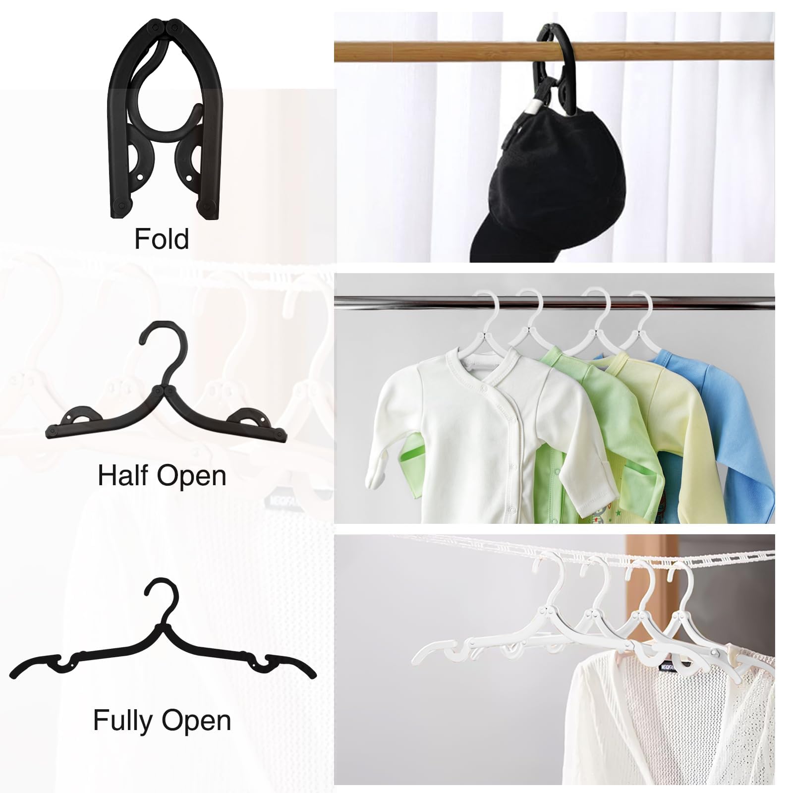 12 Grucce da Viaggio Pieghevoli in Plastica - Salvaspazio, Antiscivolo, Portatili - Accessori Multifunzionali per Casa, Hotel, Viaggio, Campeggio
