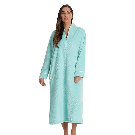 Just Love Plush Zipper Long Robe 6792-MIN-2X Mint