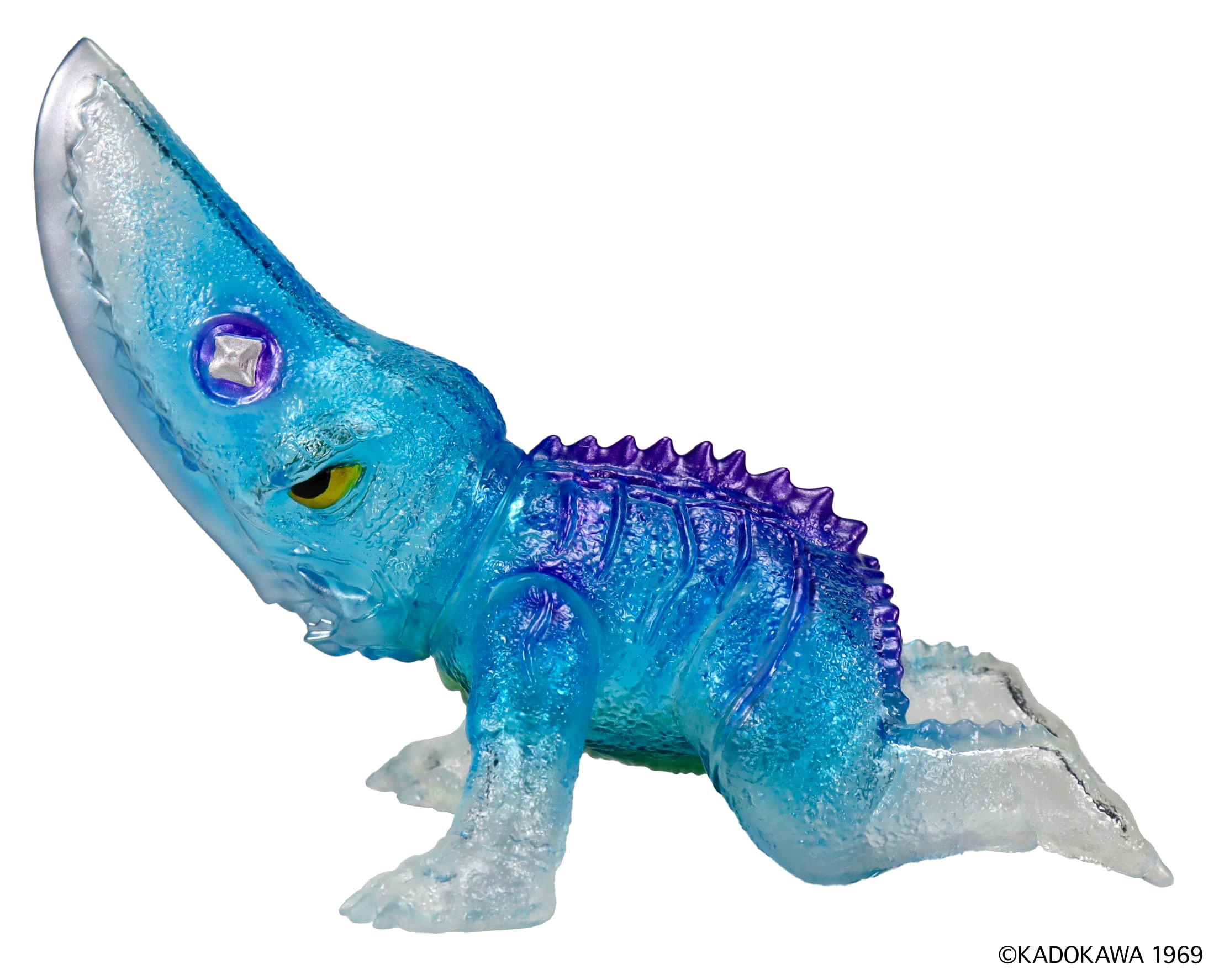 Średniej wielkości seria Gamera [Vol. 2] Giron (1969) przezroczysta niebieska wersja, ok. 5,1 cala (130 mm), wstępnie pomalowana winylowa figurka PCW
