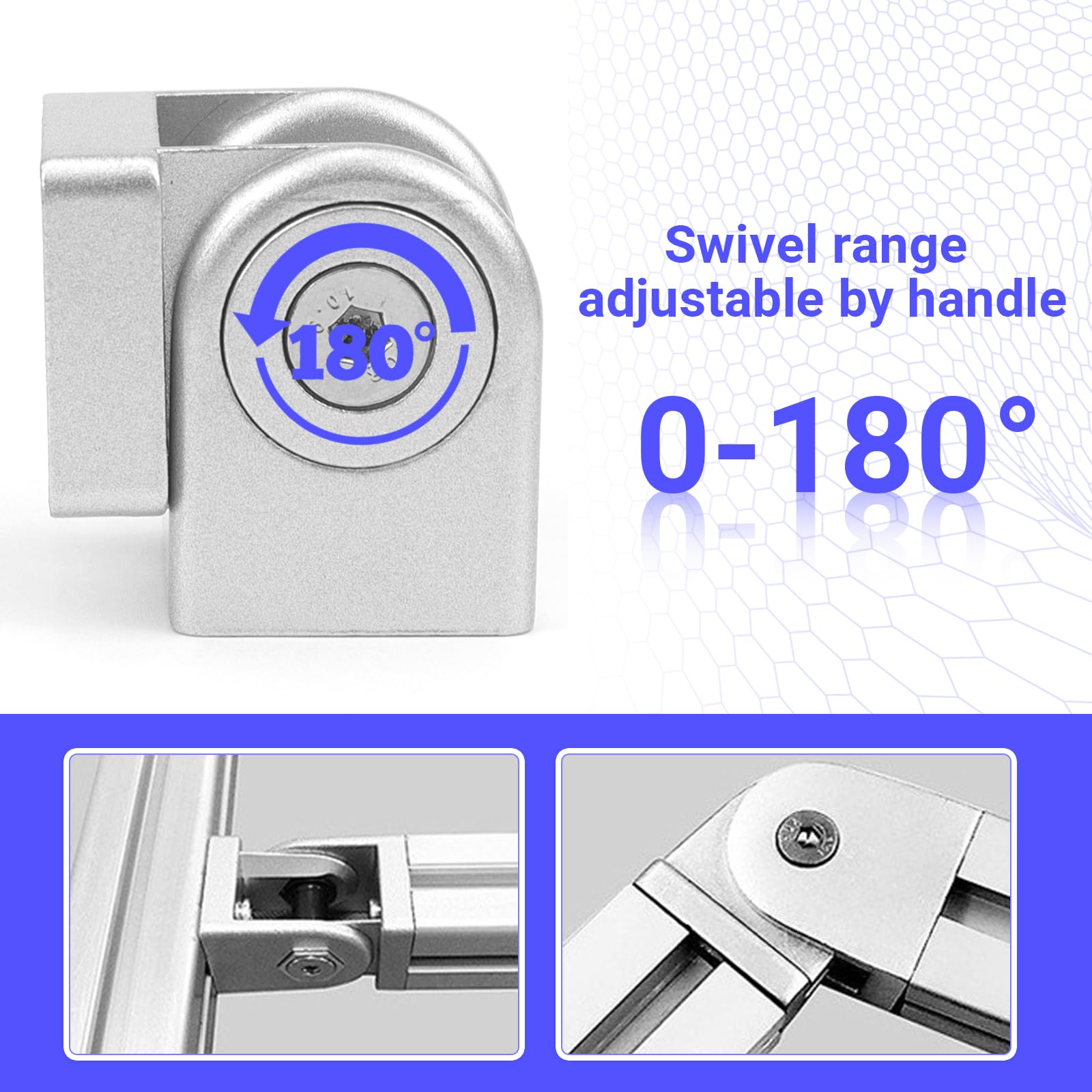 Aluprofil Gelenkverbinder mit Klemmhebel, Gelenk Aluprofil 40x40 Nut 8 Einstellbarer Winkelverbinder, Flexibler Scharnier 180° Drehbereich aus Zinklegierung für DIY-Projekt(2er Set)